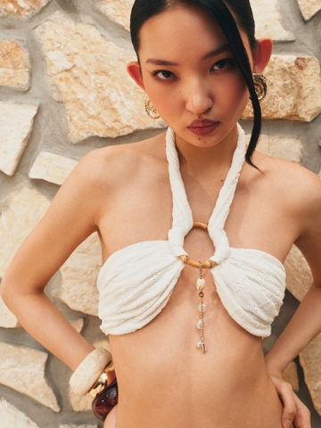 WHITE BIKINI WOODEN HOOP