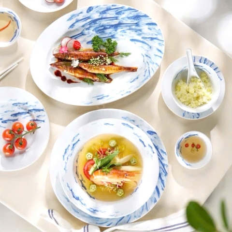 Bình hoa xếp giấy 30cm trang trí màu xanh 2