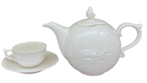 Bộ trà 0.7L - Mẫu Đơn - Sen Trắng