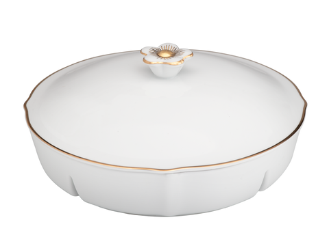 Khay mứt tròn 5 ngăn 24cm + nắp - Viền chỉ vàng