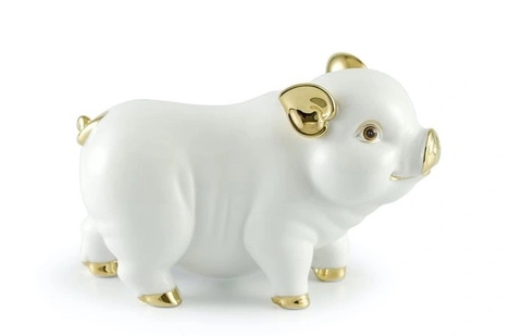 Heo tài lộc trang trí vàng (15cm) Màu Trắng