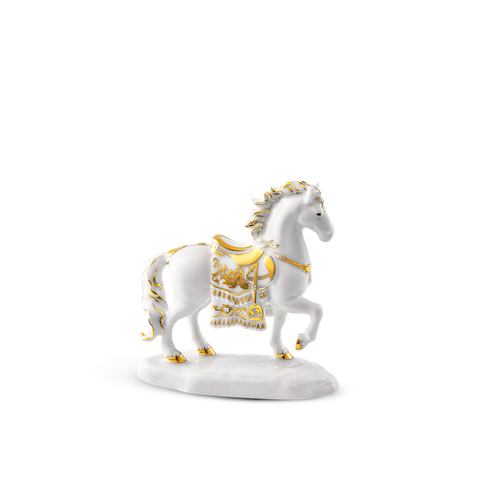 Tượng Bảo Mã (10.5 cm) Trang trí vàng - Tượng Trắng