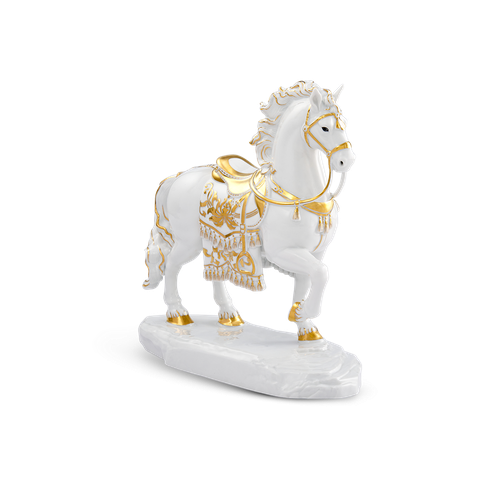 Tượng Bảo Mã (23.9cm) Trang trí vàng - Tượng Trắng