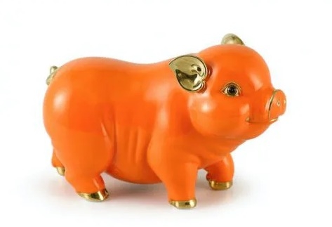 Heo tài lộc trang trí vàng (15cm) Màu Cam