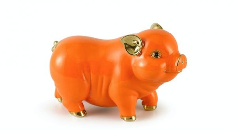 Heo tài lộc trang trí vàng (9cm) Màu cam