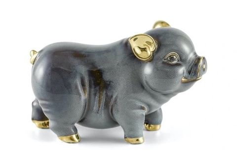 Heo tài lộc trang trí vàng (15cm) Màu Xám