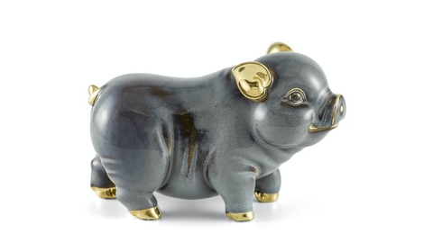 Heo tài lộc trang trí vàng (9cm) Màu xám