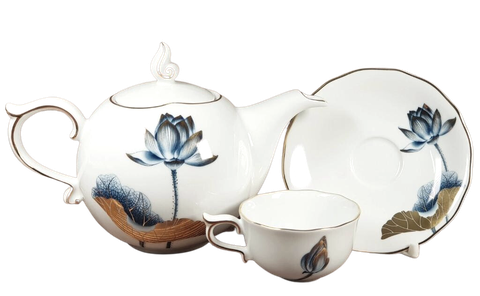 Bộ trà 0.7L - Mẫu Đơn - Tịnh Tâm Vàng