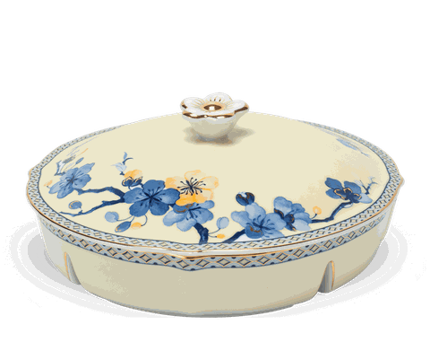 Khay mứt tròn 5 ngăn 24cm + nắp - Hoa Mai Phú quý 2023