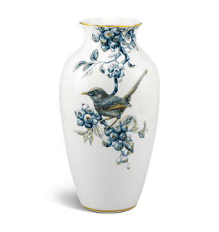 Bình hoa 27 cm - Chích Chòe & Qủa Quất - Cobalt vàng