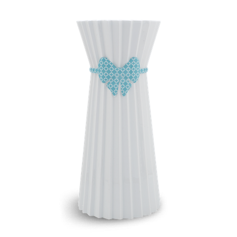 Bình hoa xếp giấy 30cm trang trí màu xanh 2