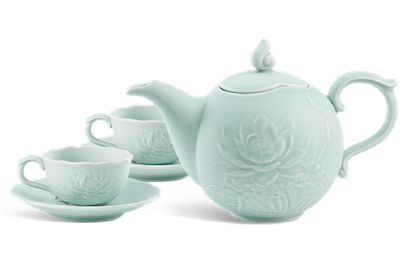 Bộ trà 0.7L - Sen - Men Ngọc Sương Mờ