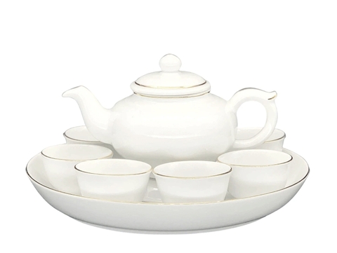 Bộ trà 0.35L - Jasmine - Viền Chỉ Vàng