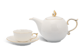 Bộ trà 0.7L - Mẫu Đơn - Viền Chỉ Vàng