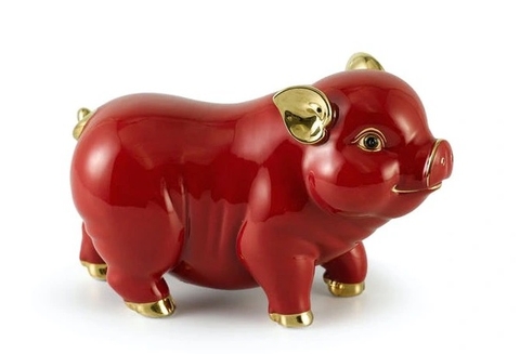 Heo tài lộc trang trí vàng (15cm) Màu Đỏ