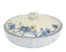 Khay mứt tròn 5 ngăn 24cm + nắp - Hoa Mai Phú quý