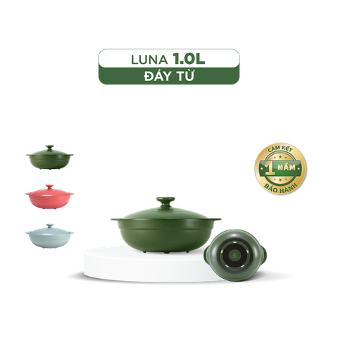 Nồi dưỡng sinh Luna 1.0L + nắp (CK) Xanh rêu (bếp từ)