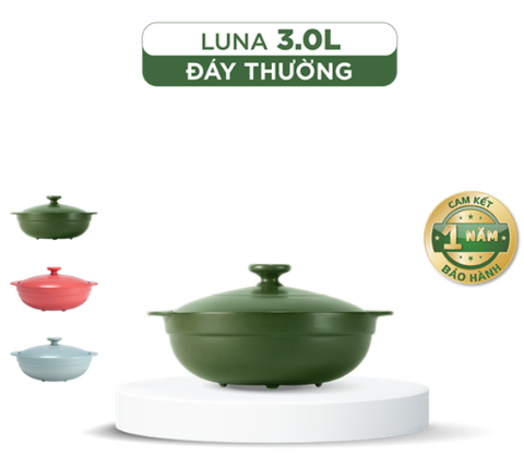 Nồi dưỡng sinh Luna 3.0L + nắp (CK) Xanh rêu