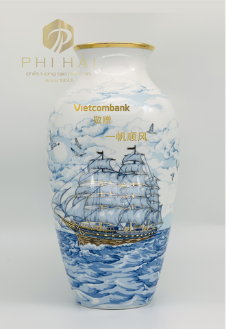 ILG - Bình hoa Thuận buồm 2 - Trang trí vàng