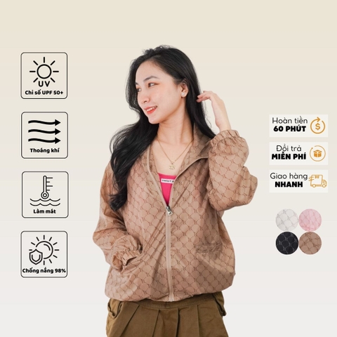 Áo khoác gió thời trang nữ 2 lớp in hình chữ B