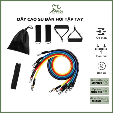 Bộ dây cao su đàn hồi tập tay, dây kháng lực cao su hỗ trợ tập gym tại nhà
