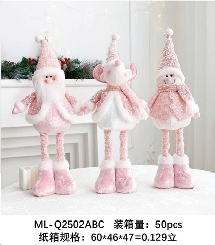 Gấu bông rút ống chân noel hồng - 60