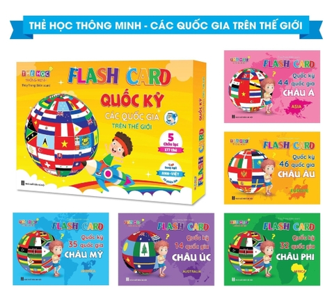 Flash card quốc kỳ các quốc gia trên thế giới - HỘP VÀNG