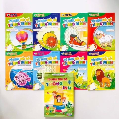 Bộ tô màu nối số thông minh cho trẻ 3-6t, túi 8 cuốn