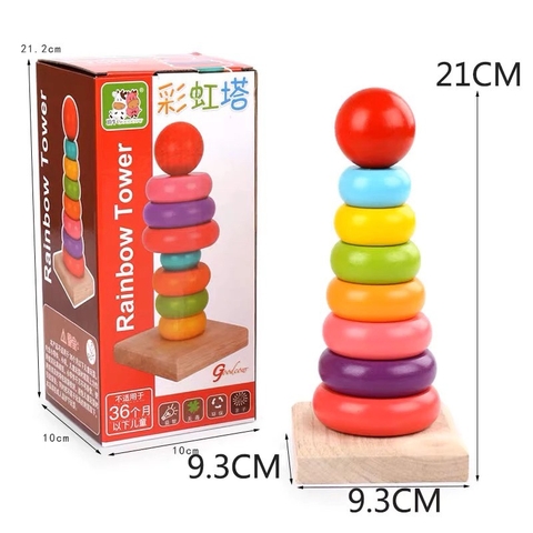 Tháp cầu vồng gỗ size to mã DN414 (60 bộ/thùng)