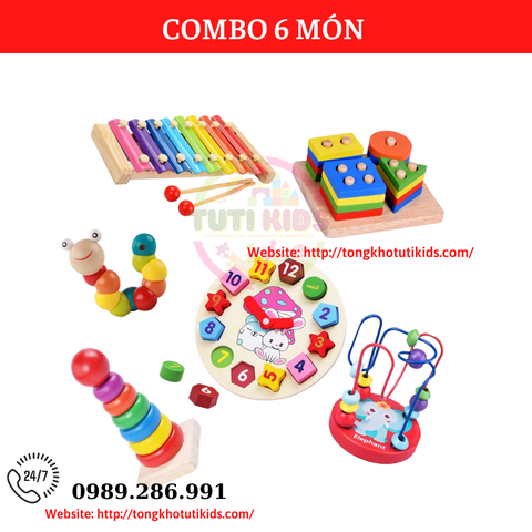 Combo 6 loại 1 (thả khối vuông loại to 12cm) (100 bộ/thùng)