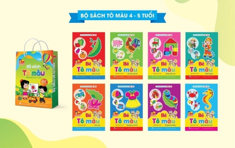 Bộ tô màu cho bé 4-5 tuổi, theo chủ để, bộ 8 cuốn
