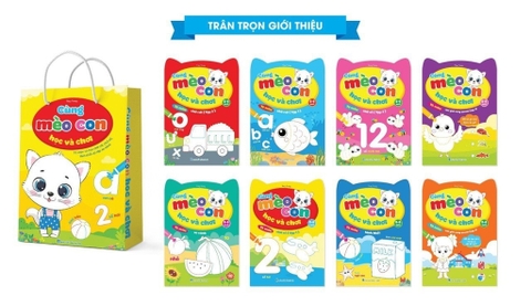 Túi tô màu cùng mèo con học và chơi (Túi 8 quyển)