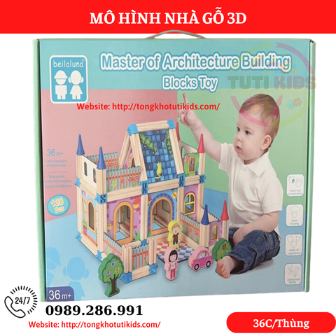 Mô hình nhà gỗ 3D (36 bộ/thùng)