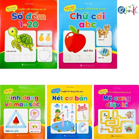 Bộ vở viết xóa được 5 cuốn tặng kèm 2 bút có đầu xóa