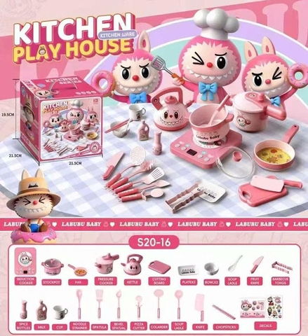 Bộ nấu ăn labubu hồng 24psc S20-16