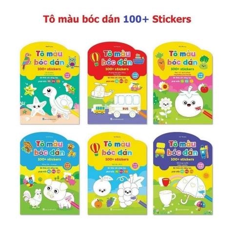 Bộ sách tô  màu bóc dán 100+ sticker
