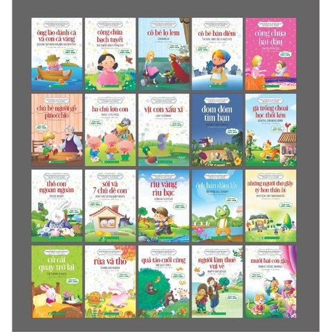 Truyện cổ tích Việt Nam, thiếu nhi và thế giới trình bày song ngữ Anh Việt
 Bộ 20 quyển (Toonge 60 đầu)