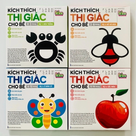 Bộ thẻ kích thích thị giác cho bé 4 độ tuổi (0-3th; 3-6th; 6-12th; 12-16th)