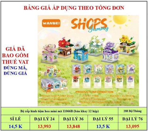 Bộ xếp hình tiệm hoa mini mã 11066B (bán khay 6 hộp)