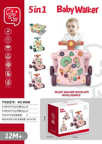 Xe tập đi 5in1 Xanh/hồng mã 999M