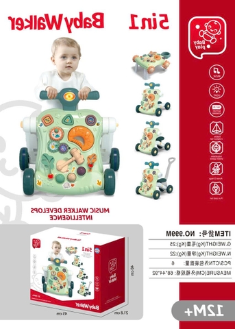 Xe tập đi 5in1 Xanh/hồng mã 999M