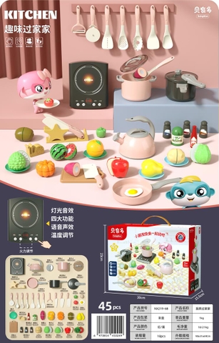 Bộ nấu ăn 45PCS Hồng/Xanh mã NX219-6B