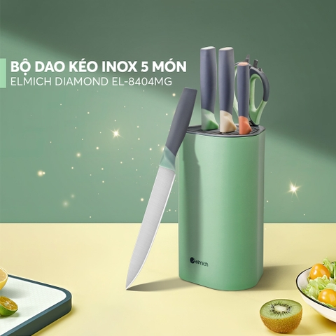 Bộ dao kéo inox 5 món kèm hộp đựng Elmich EL8404MG