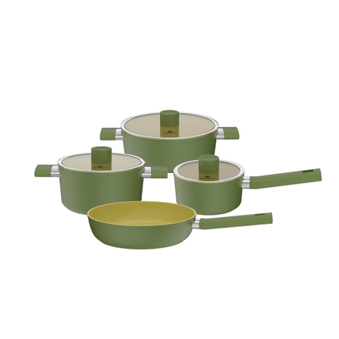 Bộ nồi  phủ sứ an toàn Elmich Olive EL-5220OV04 quánh 16, nồi 20, 24, chảo 26cm