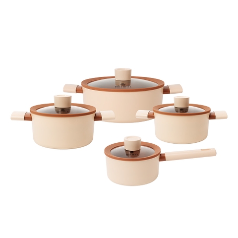Bộ nồi chống dính Ceramic Elmich Mocha EL5243MC04 Size 18,20,24, quánh 16cm