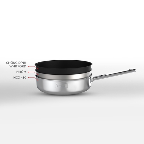 Chảo Elmich Inox 2 lớp cao cấp đáy liền Tri-max XS EL-3753 size 26cm