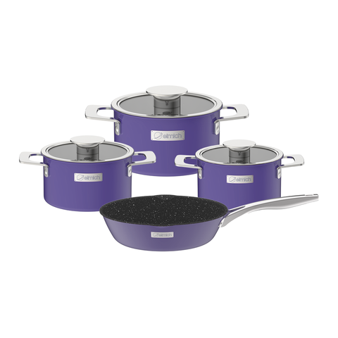 Bộ nồi Inox liền khối Elmich Hera size 16,20,22 chảo 26cm