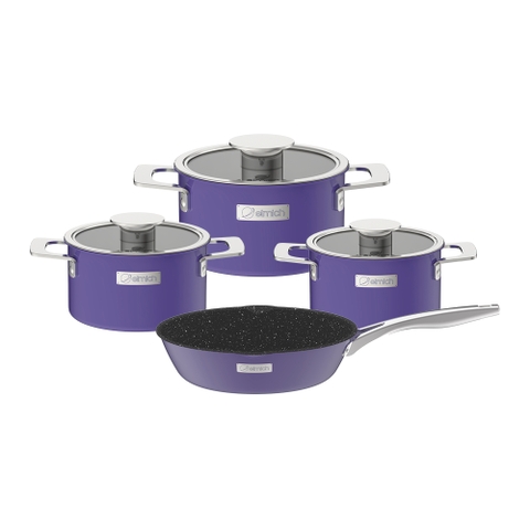 Bộ nồi Inox liền khối Elmich Hera size 16,20,22 chảo 26cm