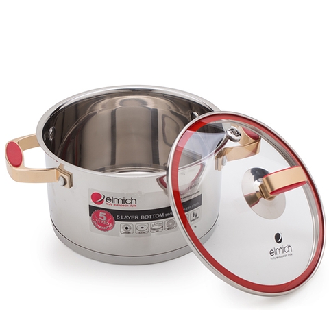 Bộ nồi Inox 304 5 đáy Redvel vet  elmich EL-2133 size 16,18,22cm