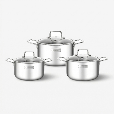 Bộ nồi Inox 3 lớp đáy liền Elmich Trimax classic 2106OL size 18,20,24cm